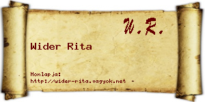 Wider Rita névjegykártya